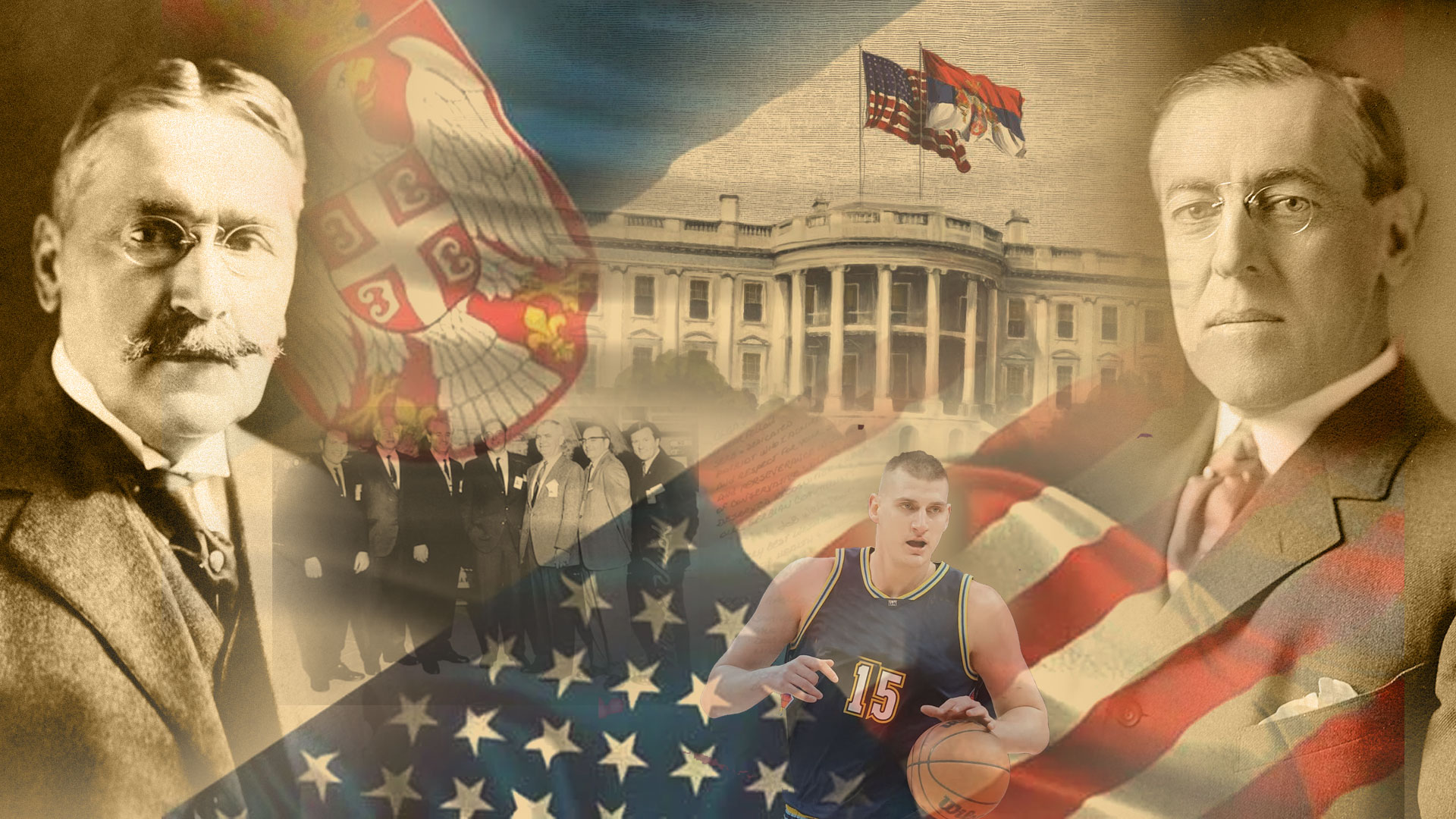 Serbian and American flags